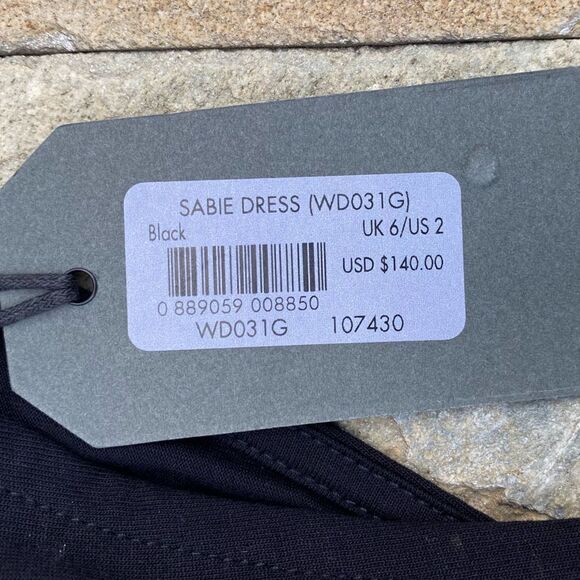 All Saints Sabie Dress Black Wrap Style Ruched Dress. Size 2. New with Tag NWT - Picture 8 of 8